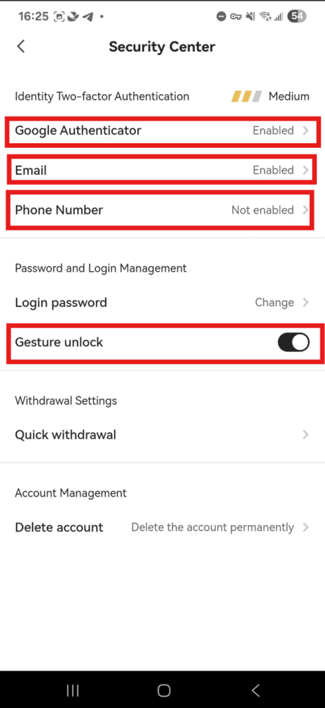 JuCoin App security center