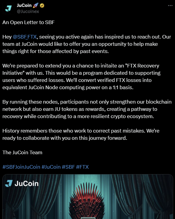 Jucoin SBF tweet