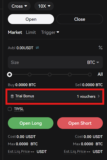 JuCoin Futures Bonus Order Module