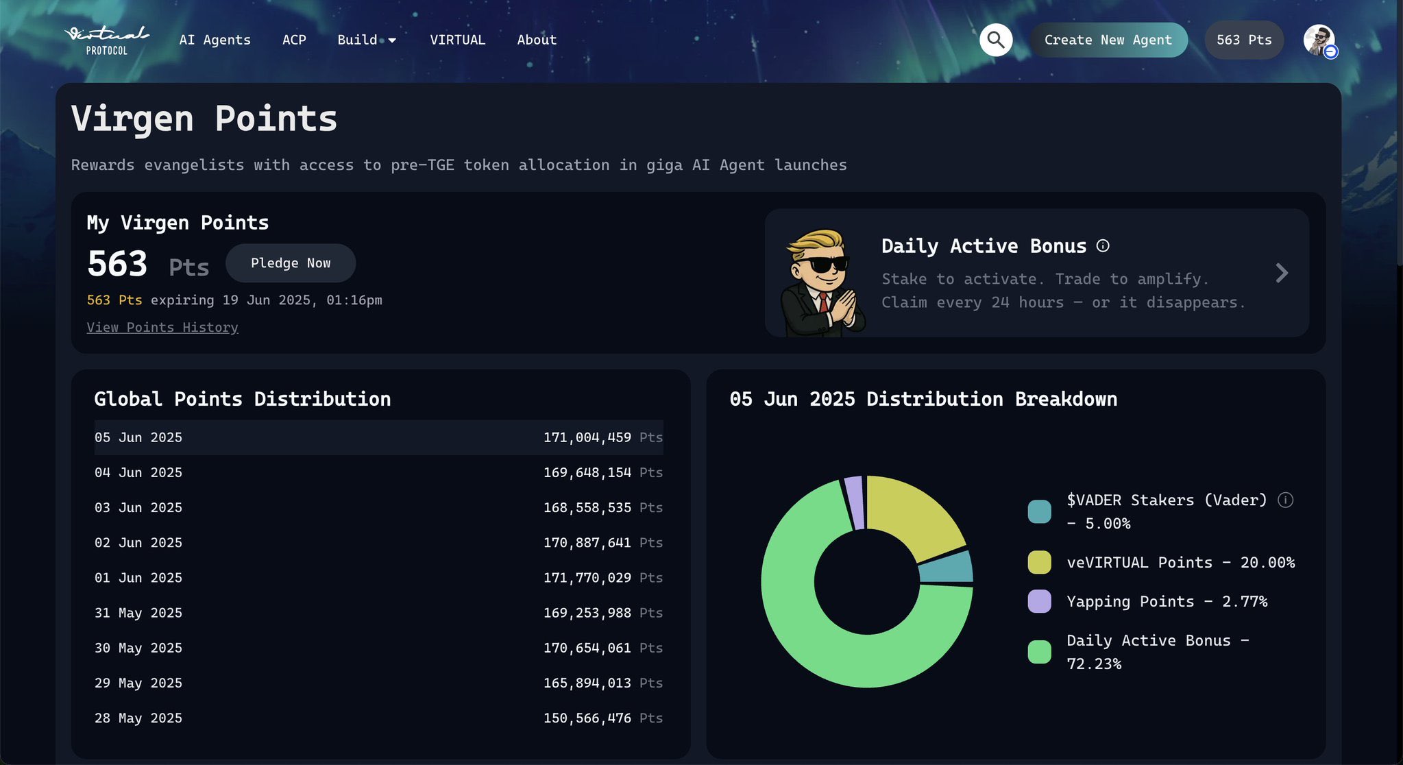 Virgen Points Dashboard